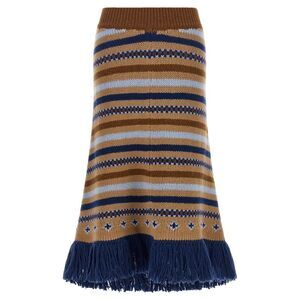 Alanui Multicolor Virgin Wool Midi Women's Skirt